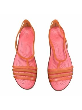 Crocs Isabella Jelly Sandals Women's Size 11 - Coral / Orange Strappy T-Bar
